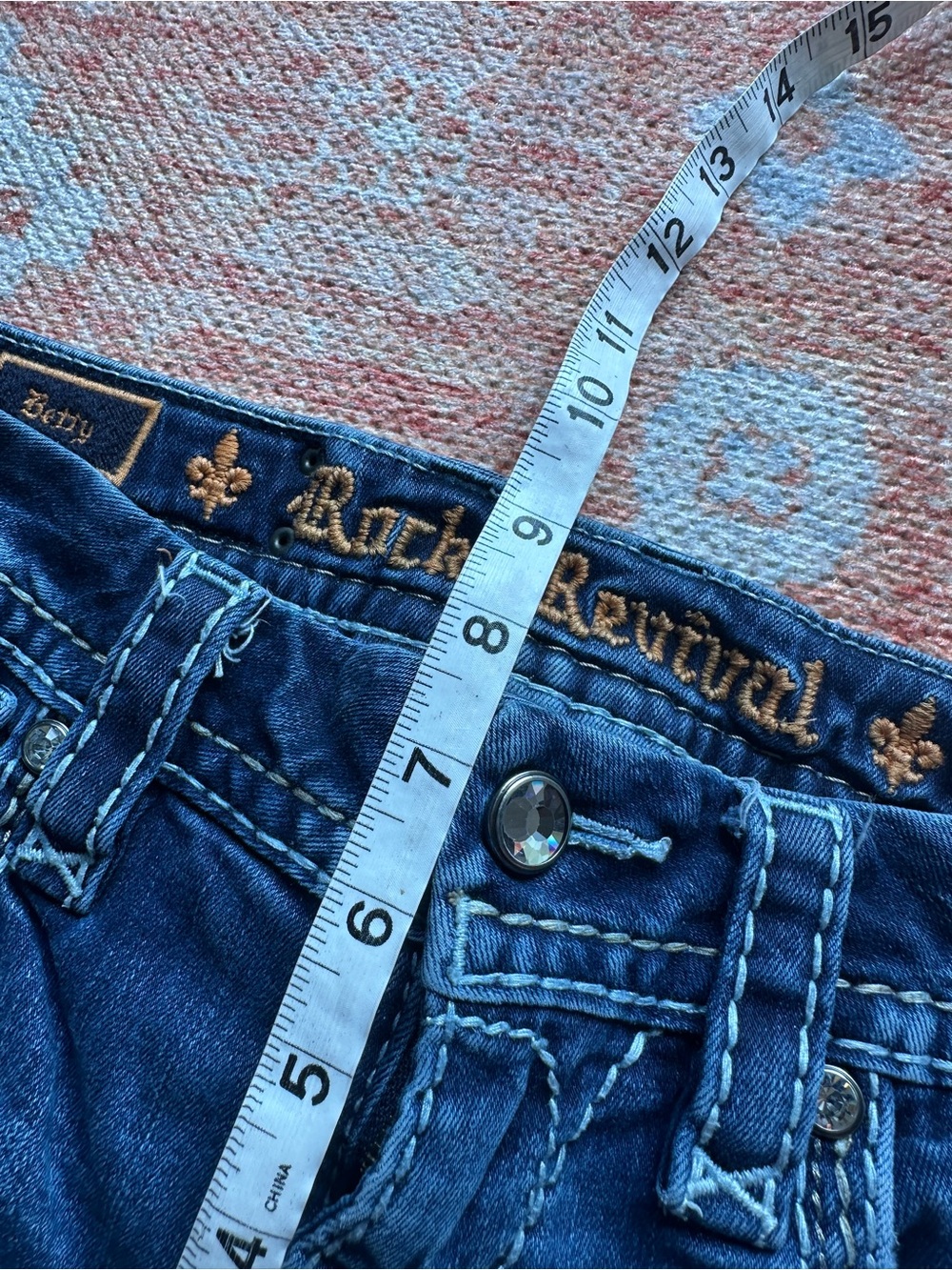Rock Revival Betty mid rise bootcut jeans thick stitch rhinestone embroidered 26 - Picture 7 of 10